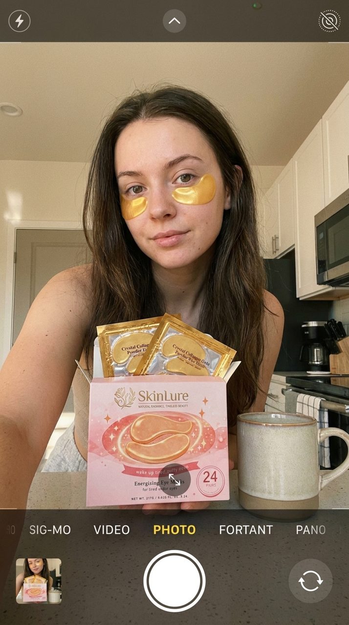 Placeholder: customer using the Gold Eye Masks